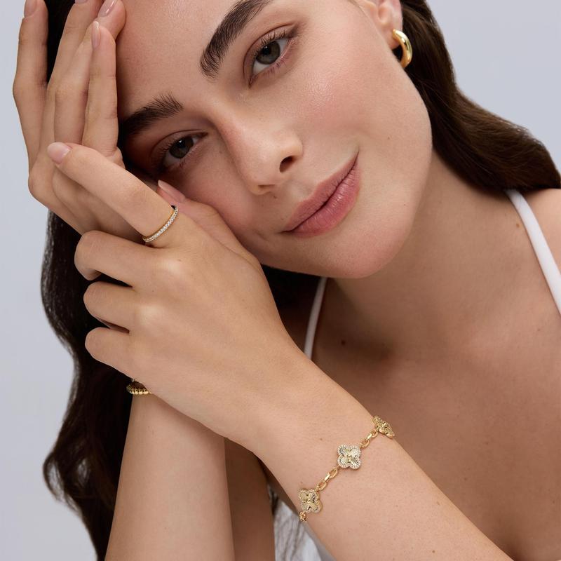 14K Gold Plated Clover Bracelet