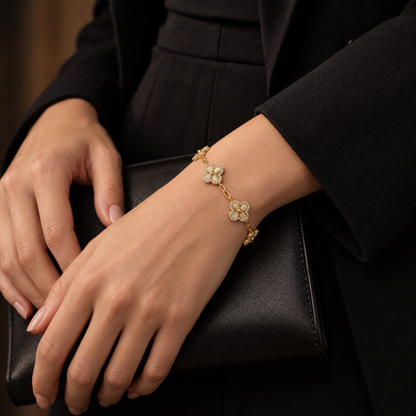 14K Gold Plated Clover Bracelet