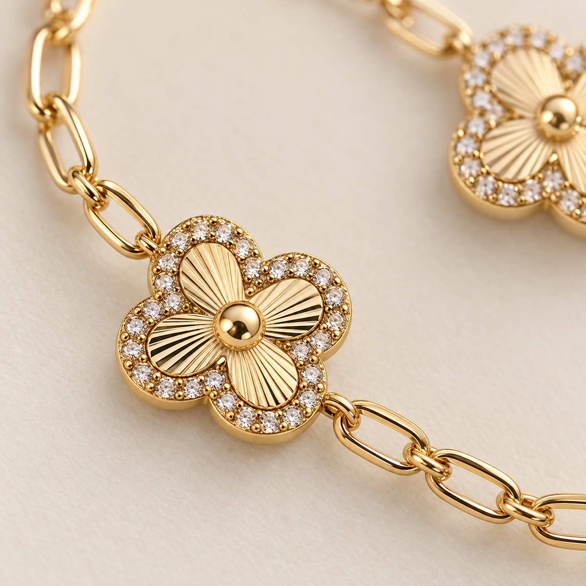 14K Gold Plated Clover Bracelet
